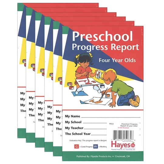 Hayes Preschool Progress Report Cards, 6 Packs of 10